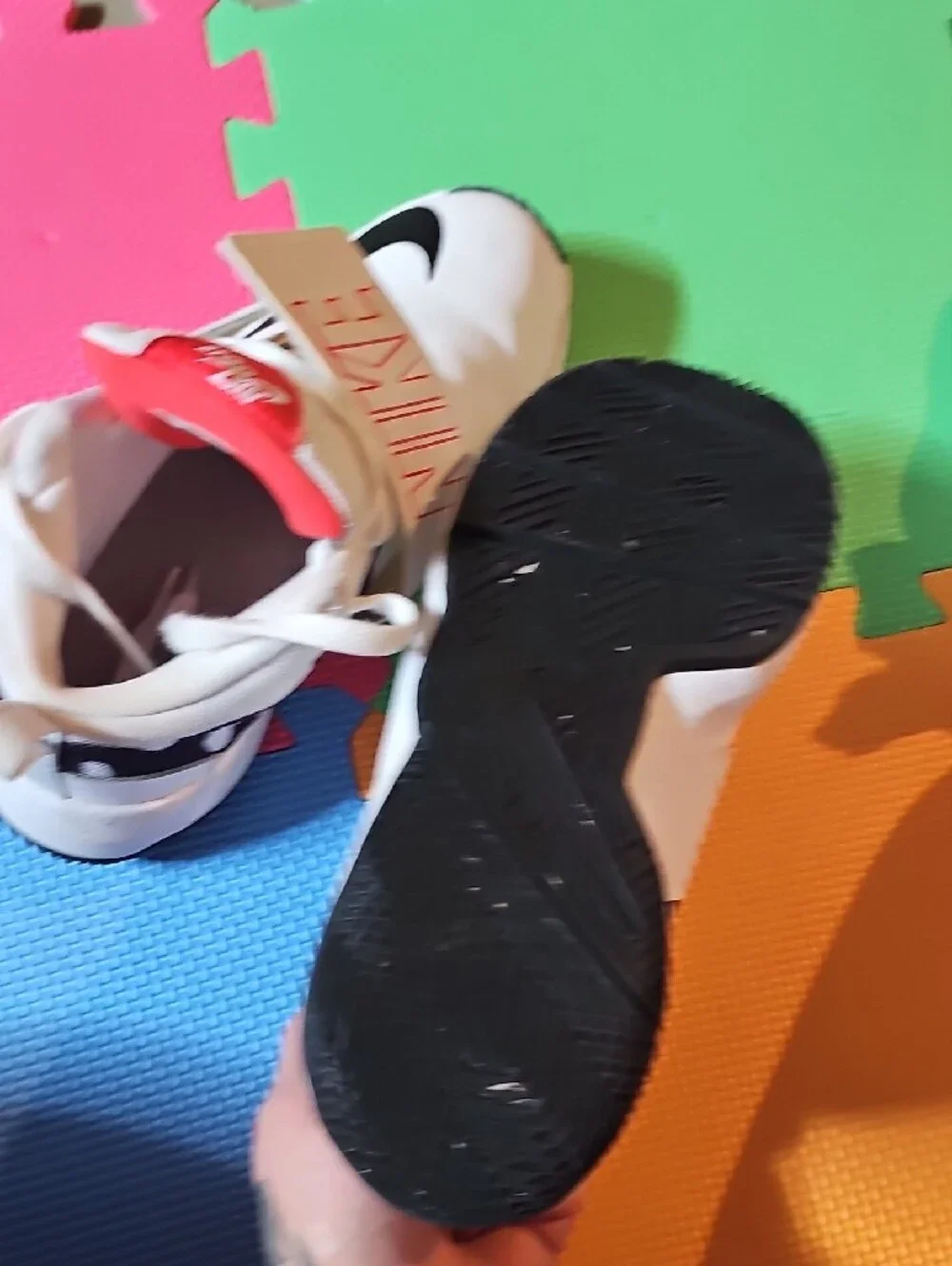 Nike Kids White Sneakers with Red Accents